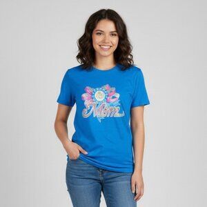 Vintage 80s Blue Glitter Mom CAROLE Tshirt - Small